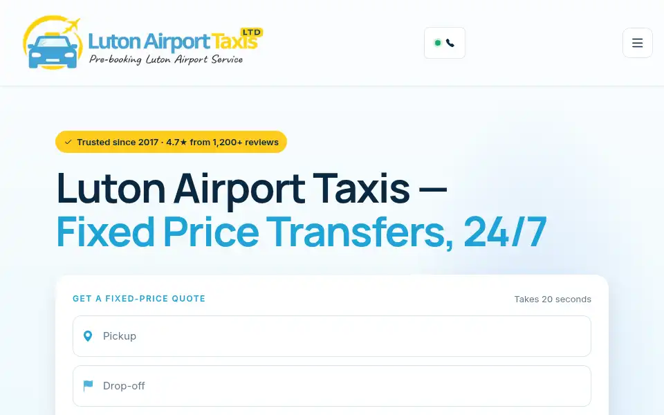 Screenshot of lutonairporttaxis.co.uk