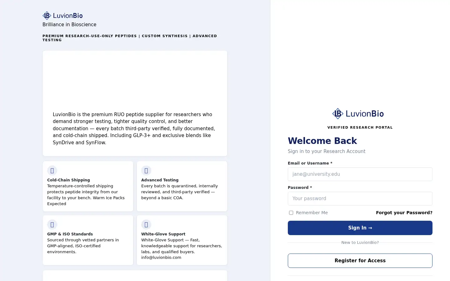 Screenshot of luvionbio.com