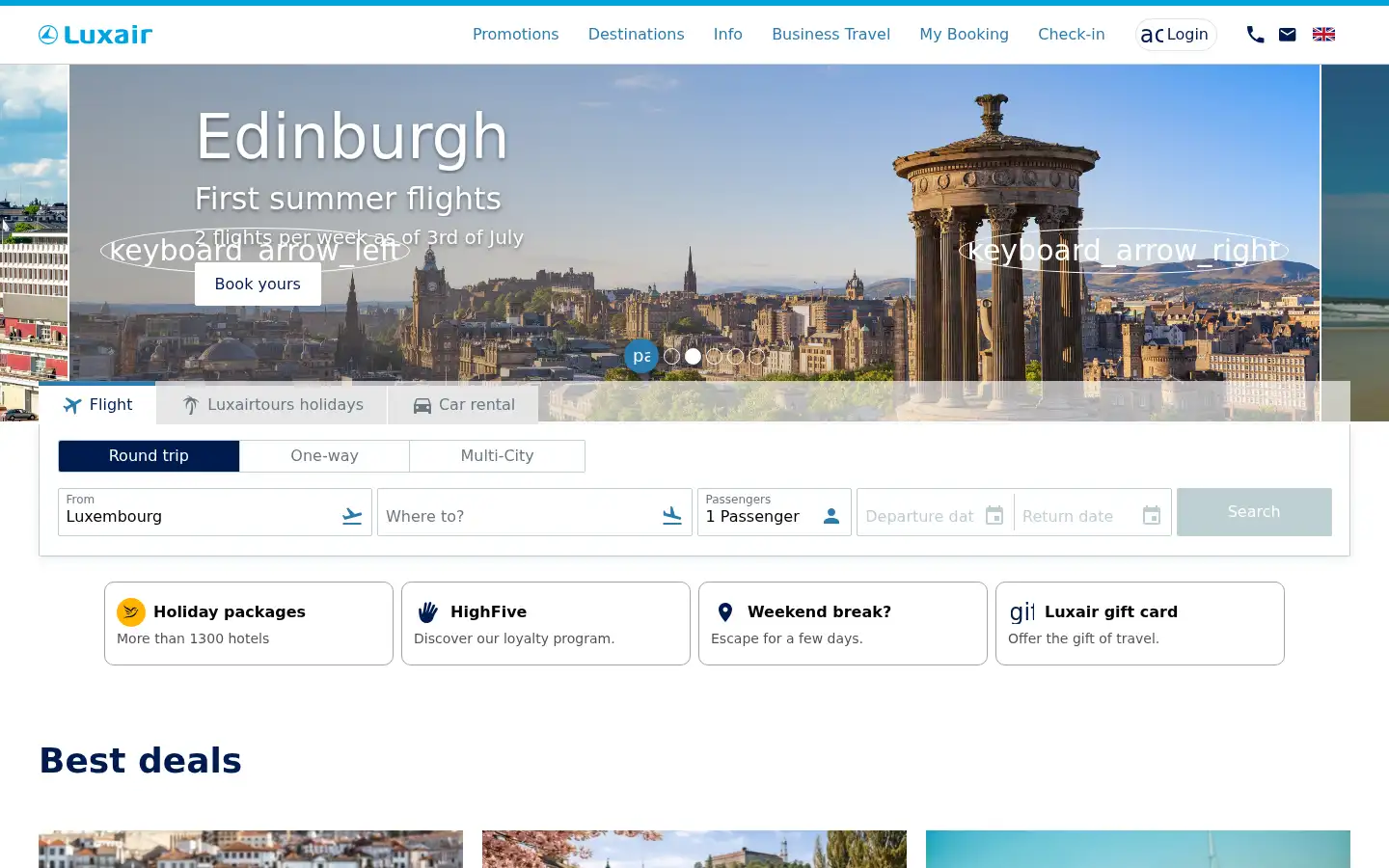 Screenshot of luxair.lu