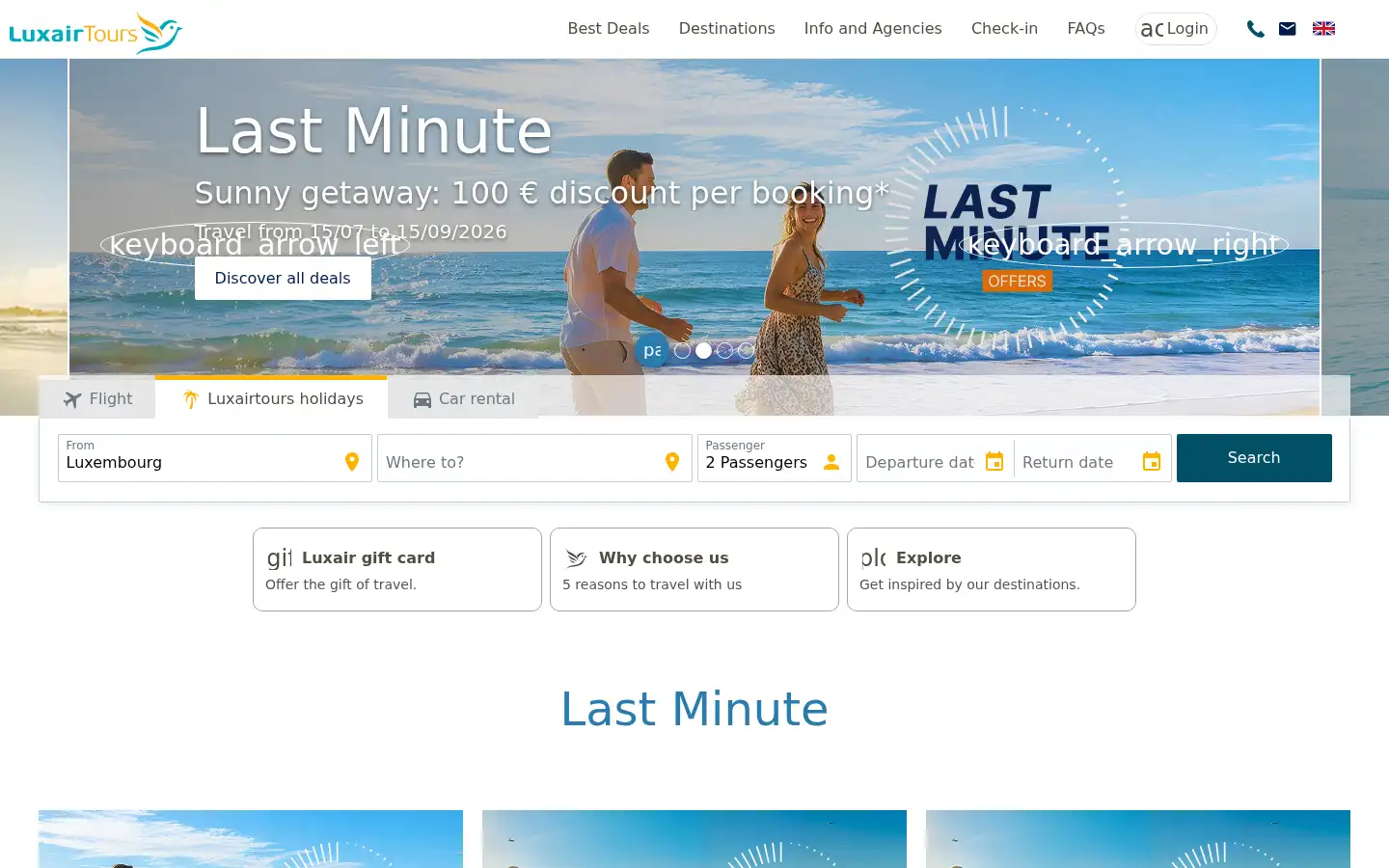 Screenshot of luxairtours.lu