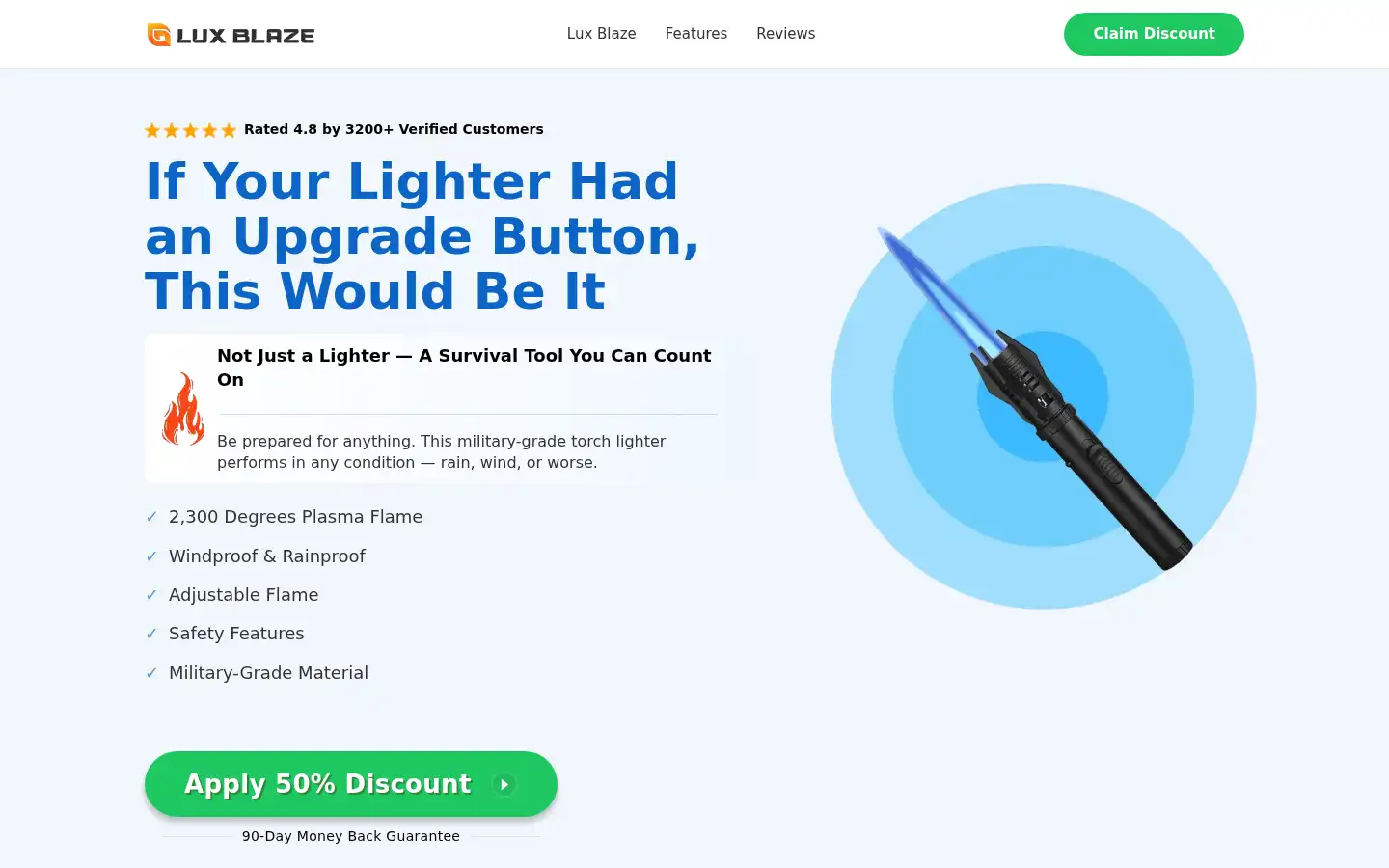 Screenshot of luxblazelighter.com