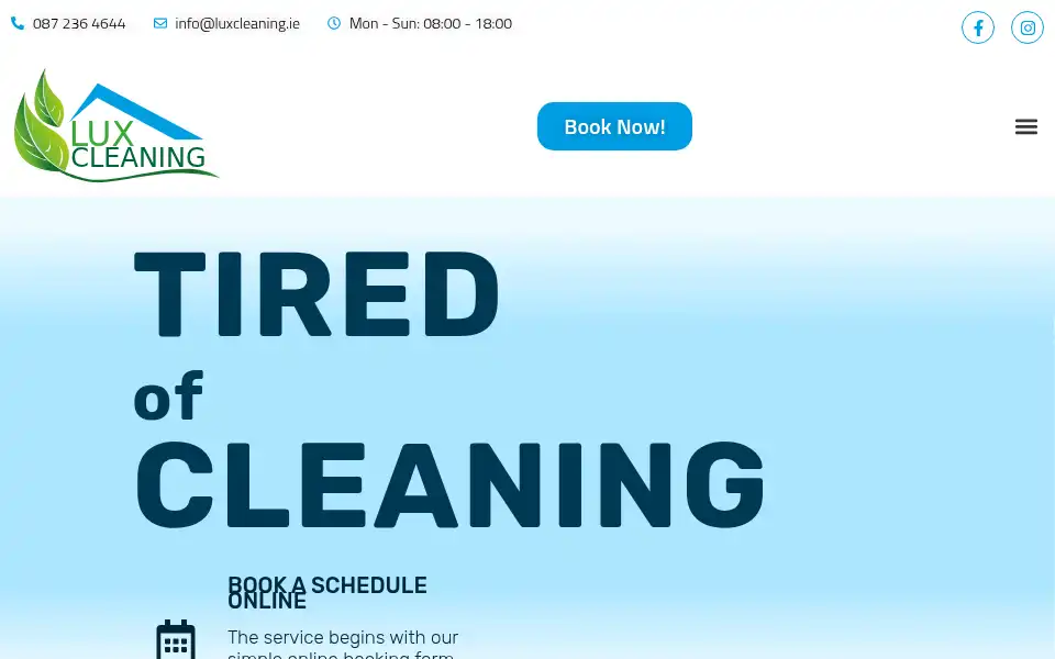 Screenshot of luxcleaning.ie