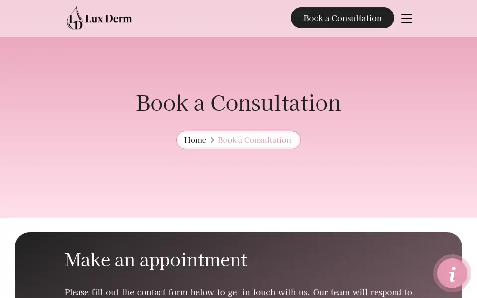 Screenshot of luxderm.co.uk