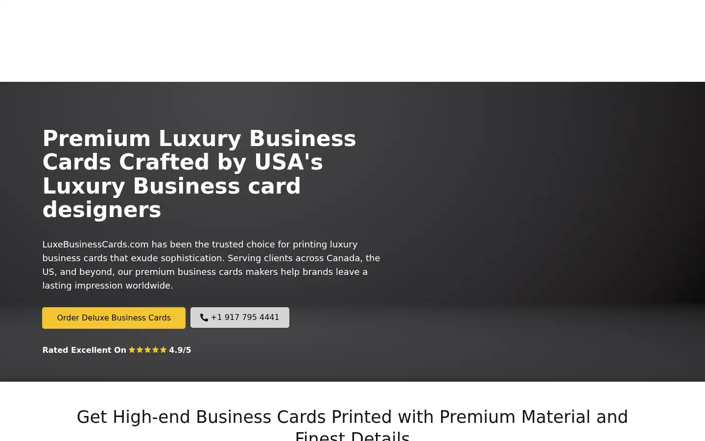 Screenshot of luxebusinesscards.com