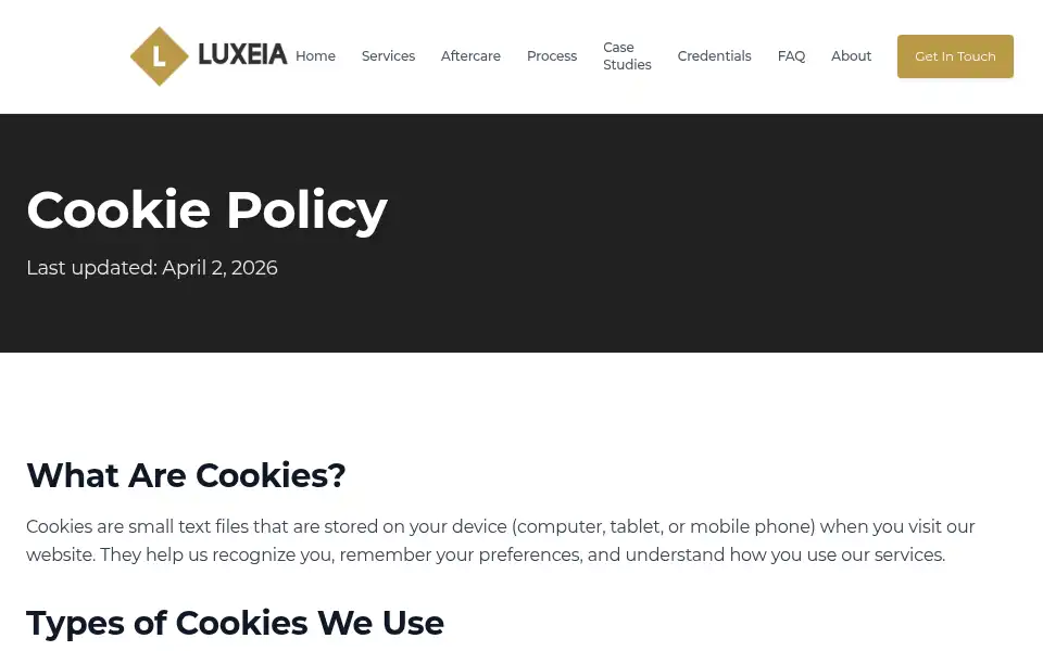 Screenshot of luxeia.co.uk