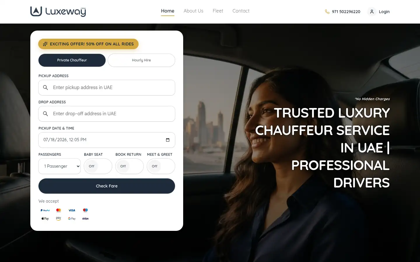 Screenshot of luxewayride.com