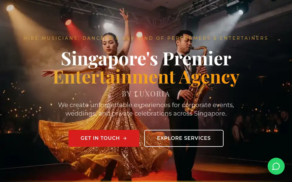 Screenshot of luxoriaentertainment.com