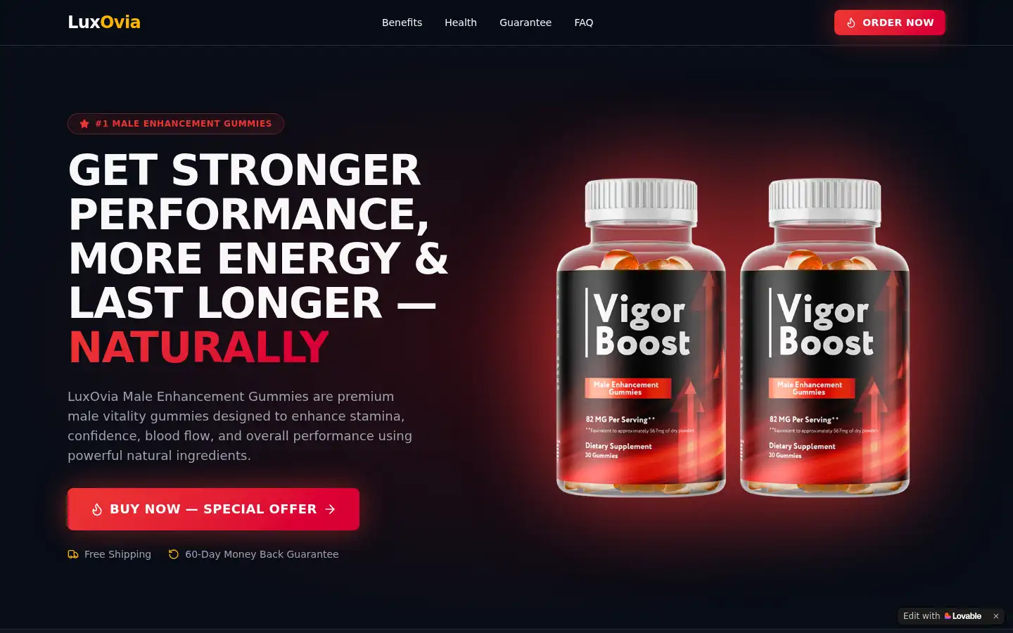Screenshot of luxovia-male-enhancement-gummies.lovable.app