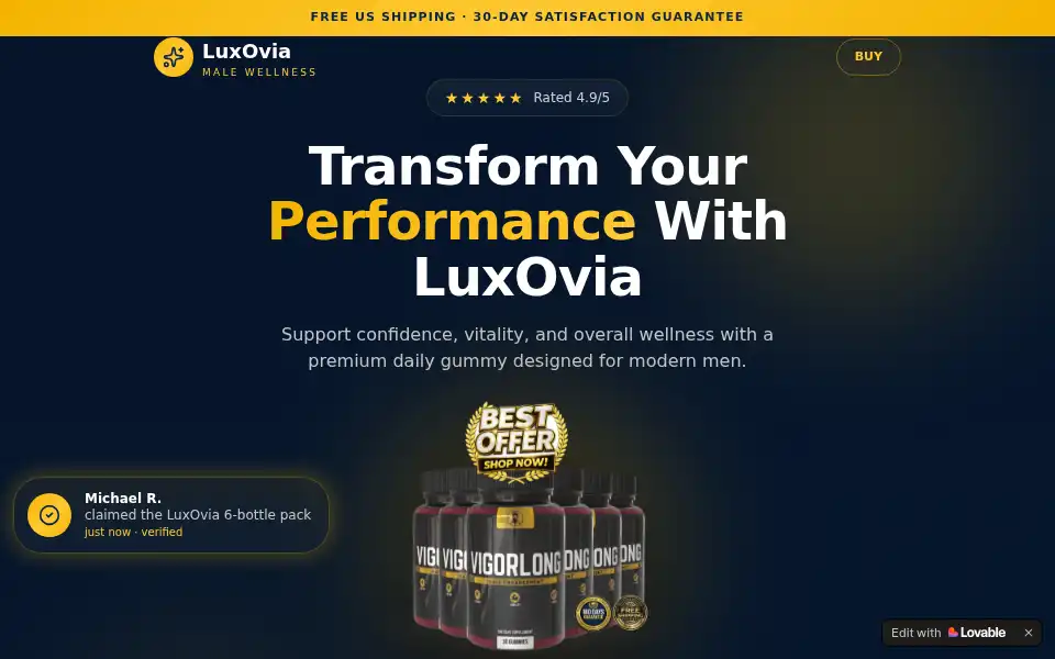 Screenshot of luxovia-male-enhancement.lovable.app