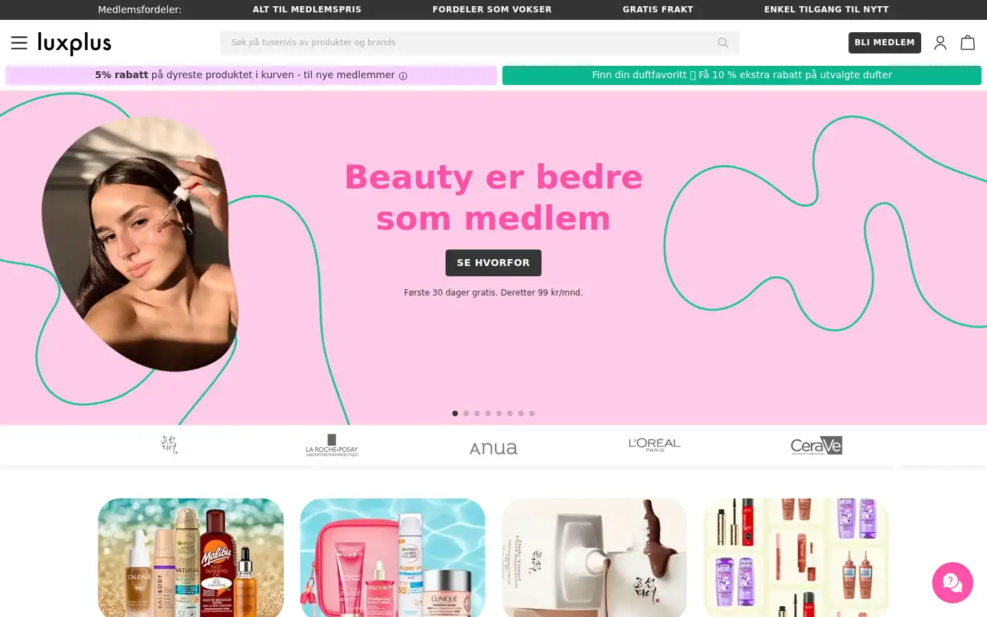 Screenshot of luxplus.no
