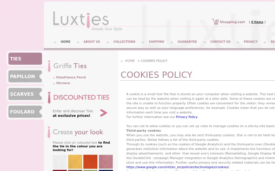 Screenshot of luxties.com
