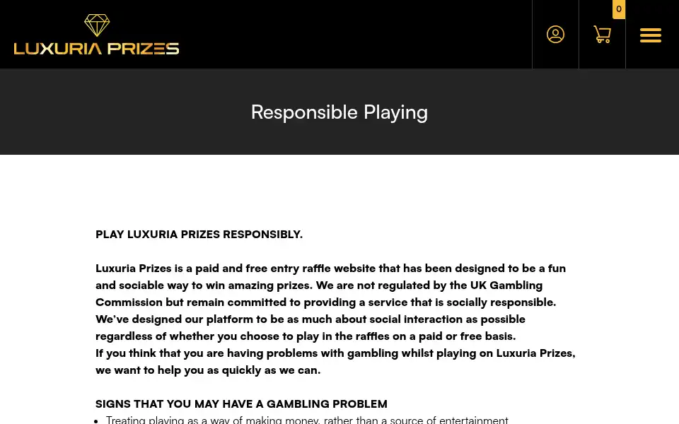 Screenshot of luxuriaprizes.com