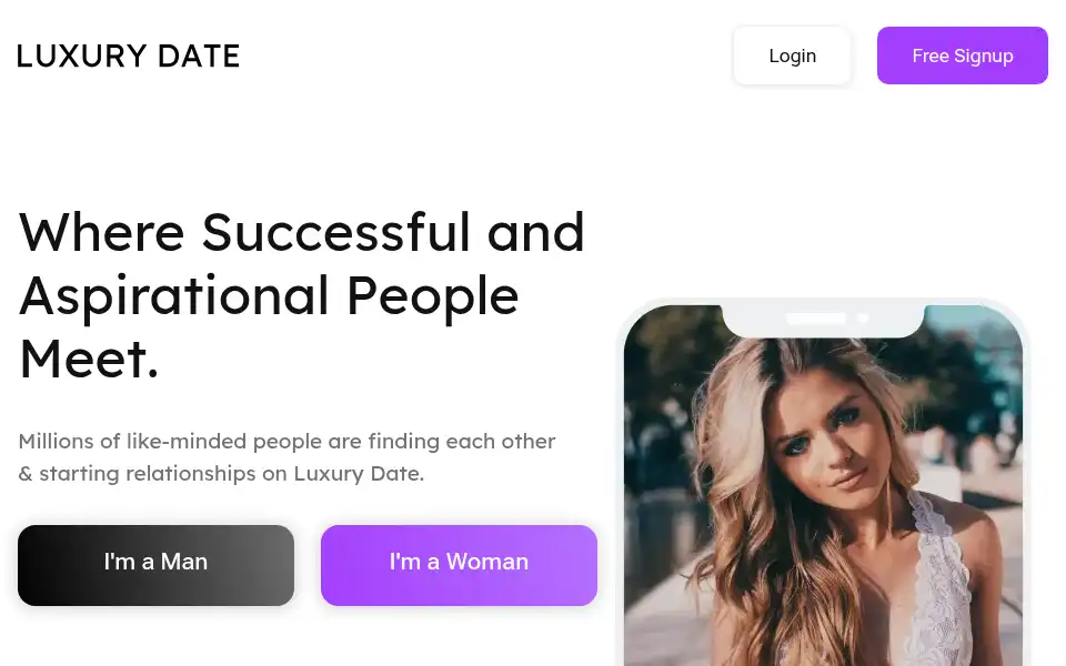 Screenshot of luxurydate.com