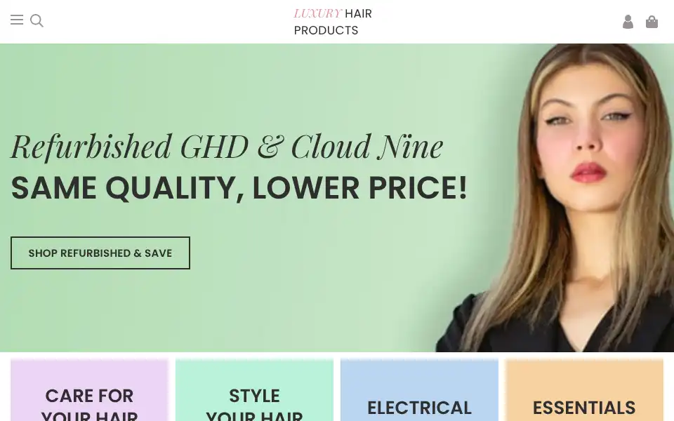 Screenshot of luxuryhairproducts.co.uk