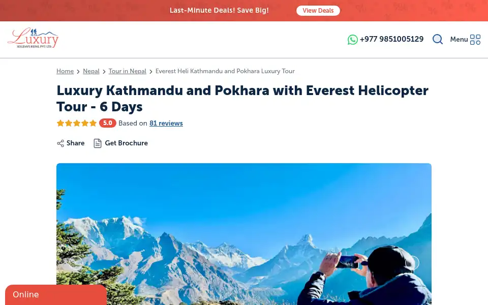 Screenshot of luxuryholidaynepal.com