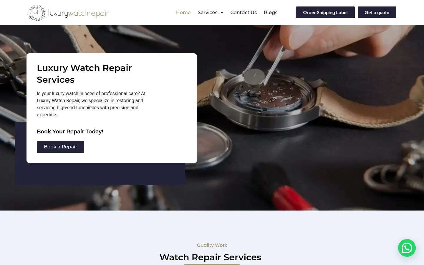 Screenshot of luxurywatchrepair.co.uk