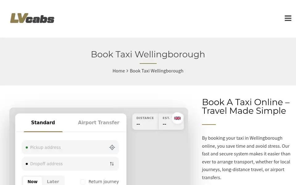 Screenshot of lvcabs.co.uk