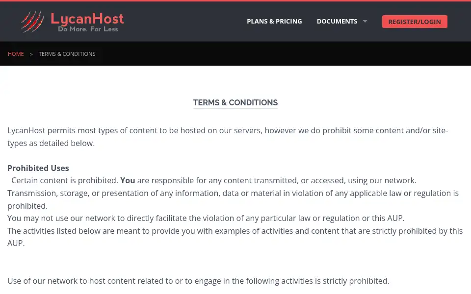 Screenshot of lycanhost.com