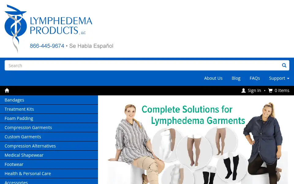 Screenshot of lymphedemaproducts.com