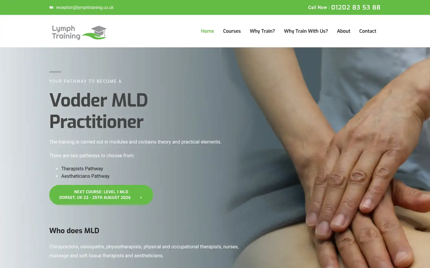 Screenshot of lymphtraining.co.uk