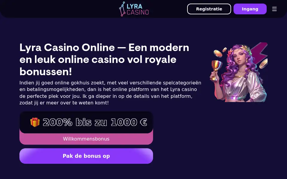 Screenshot of lyracasino-nl.nl