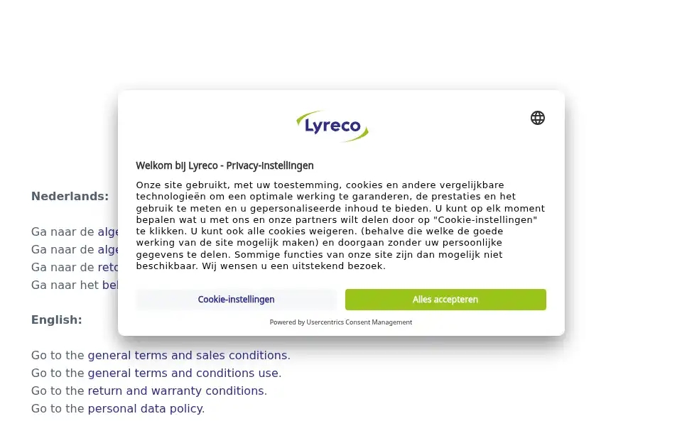 Screenshot of lyreco.nl