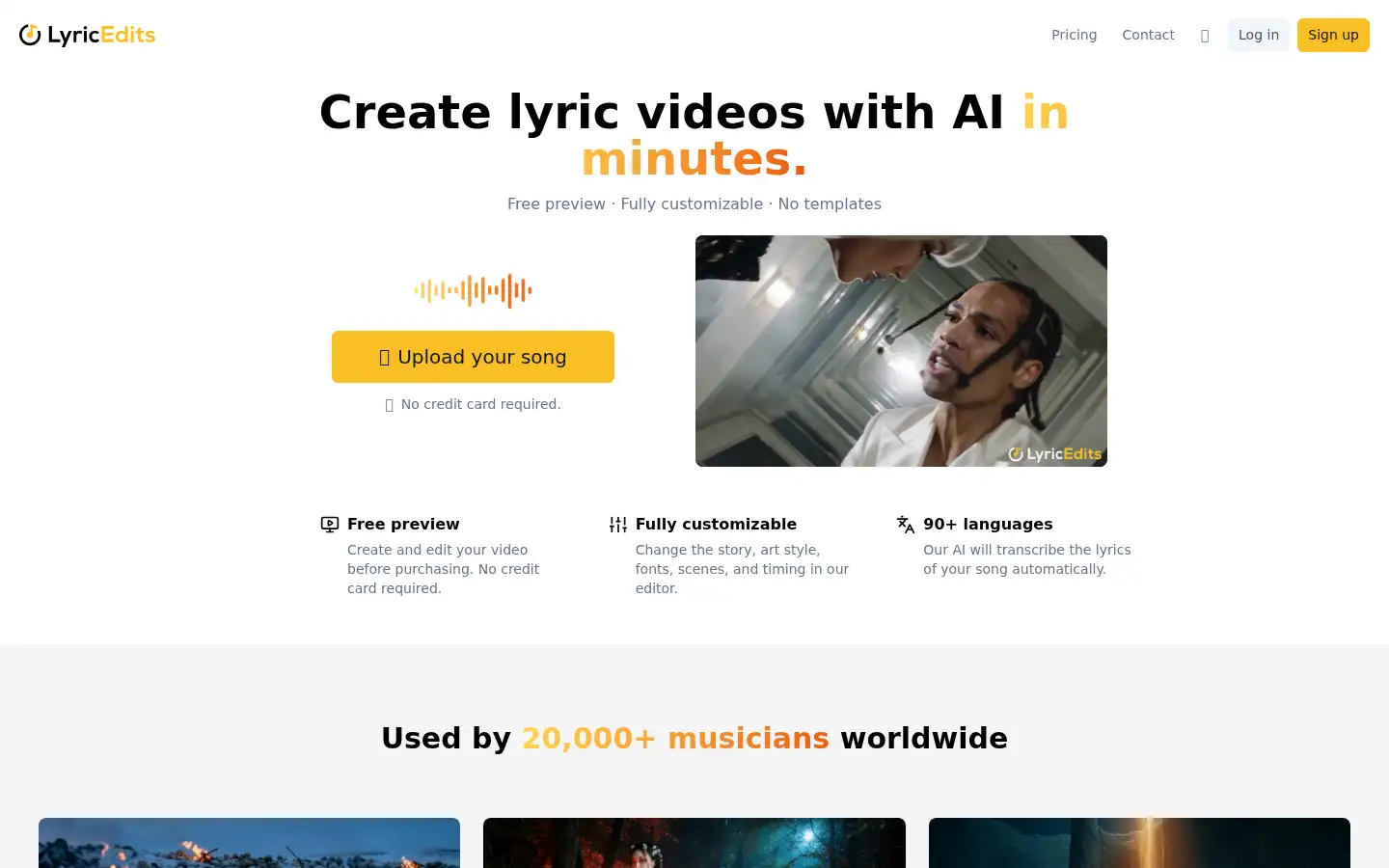Screenshot of lyricedits.ai
