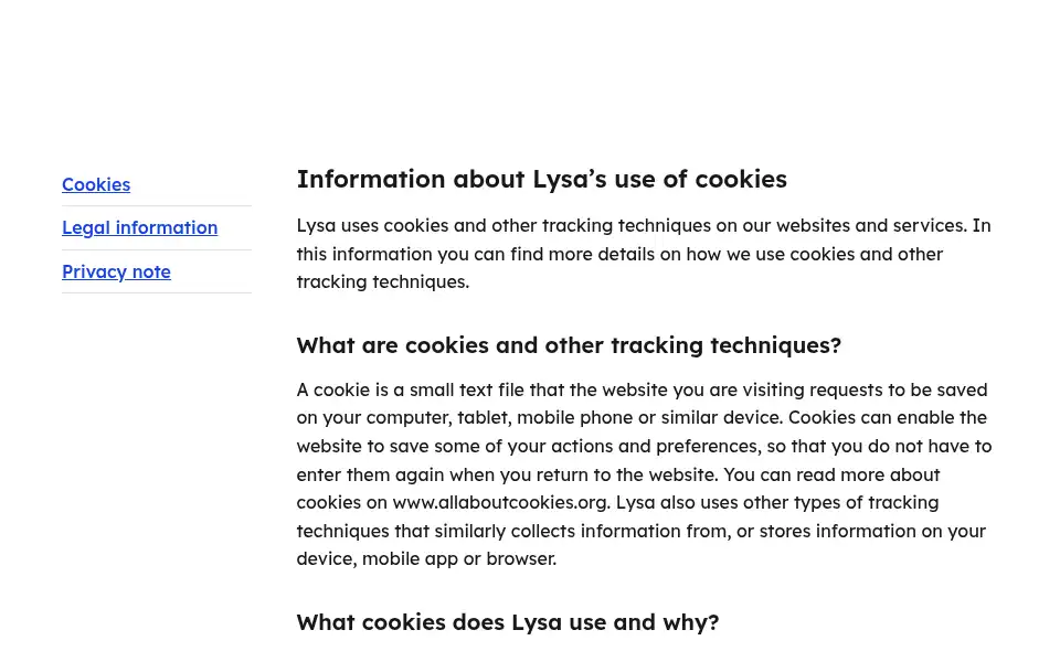 Screenshot of lysa.com
