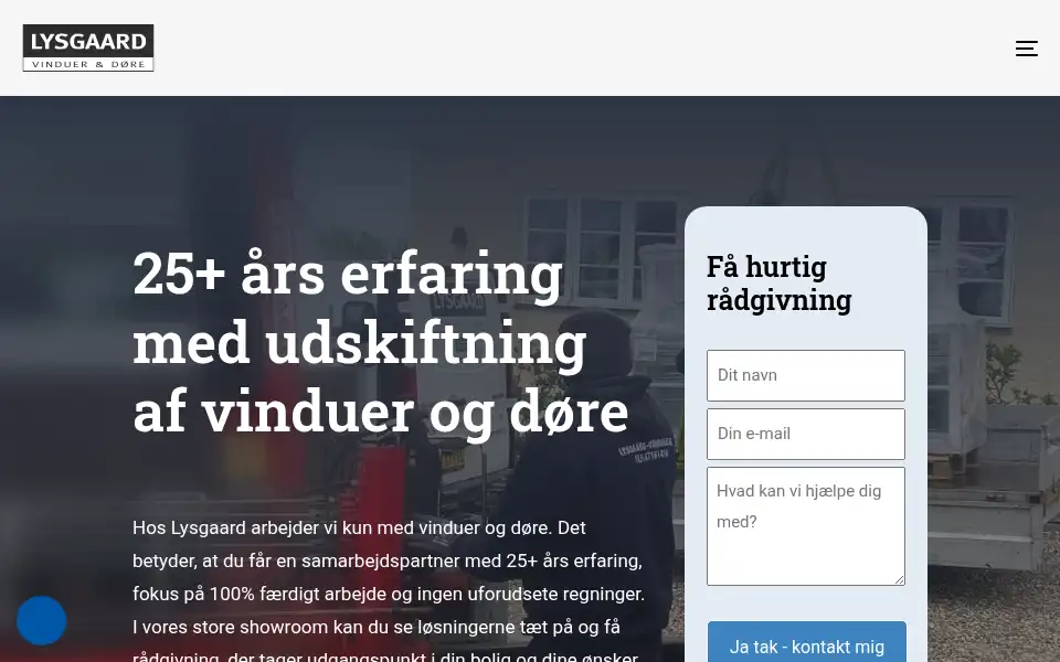 Screenshot of lysgaard-vinduer.dk