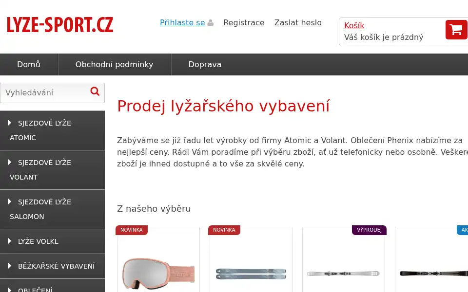 Screenshot of lyze-sport.cz