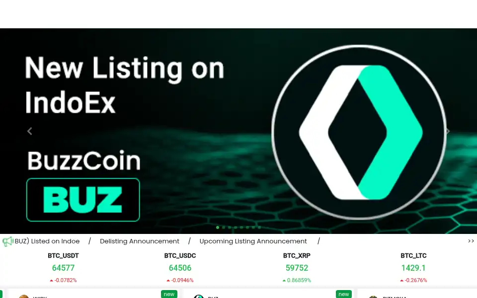Screenshot of m.indoex.io
