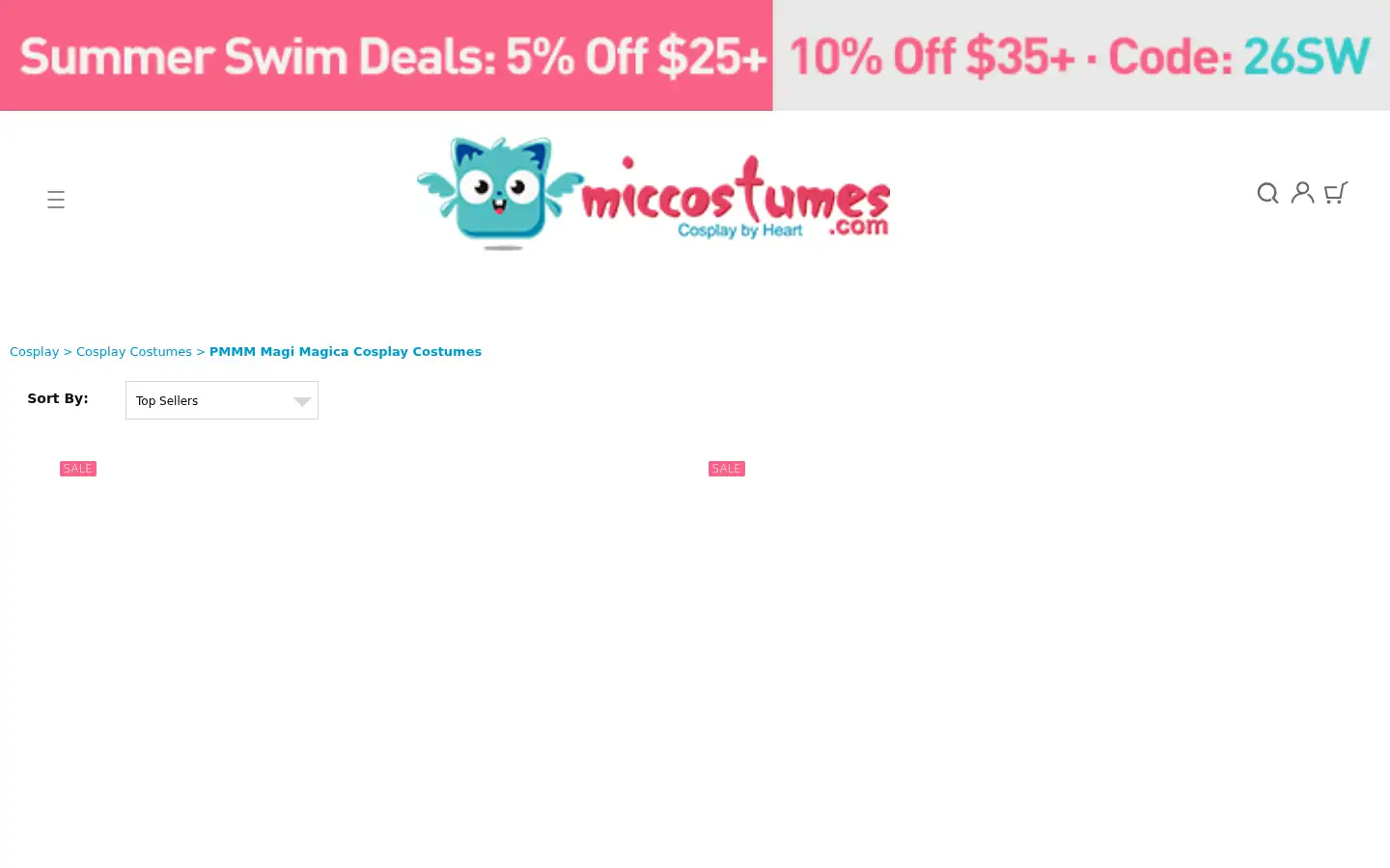 Screenshot of m.miccostumes.com