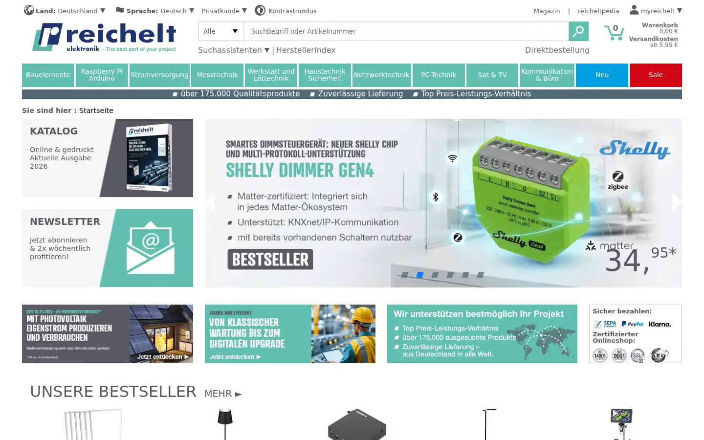 Screenshot of m.reichelt.de