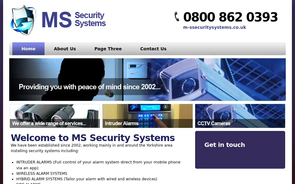 Screenshot of m-ssecuritysystems.co.uk