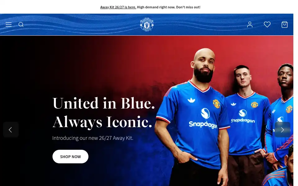 Screenshot of m.store.manutd.com