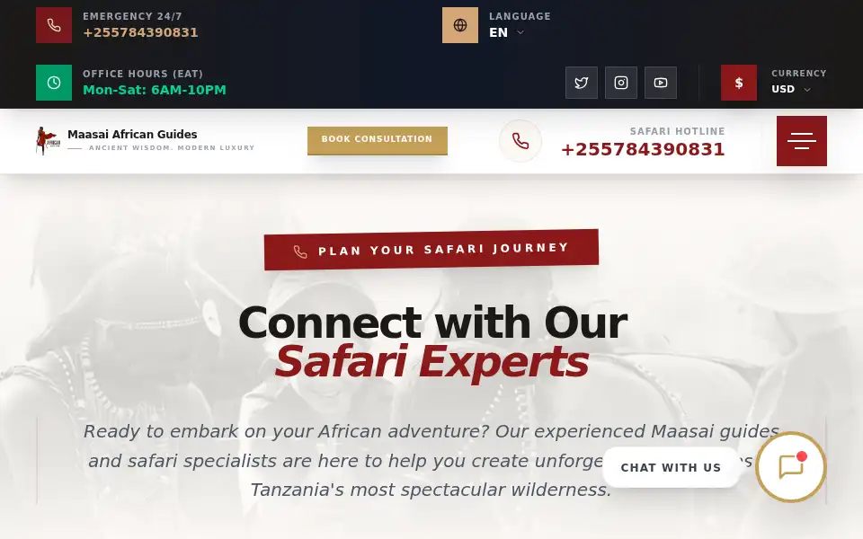 Screenshot of maasaiguides.com