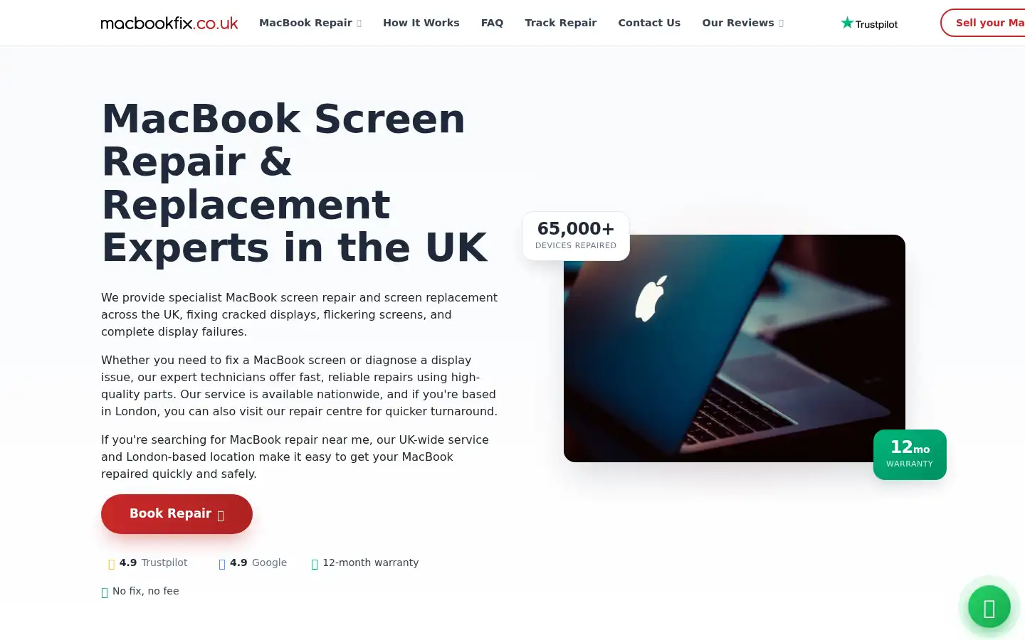 Screenshot of macbookfix.co.uk