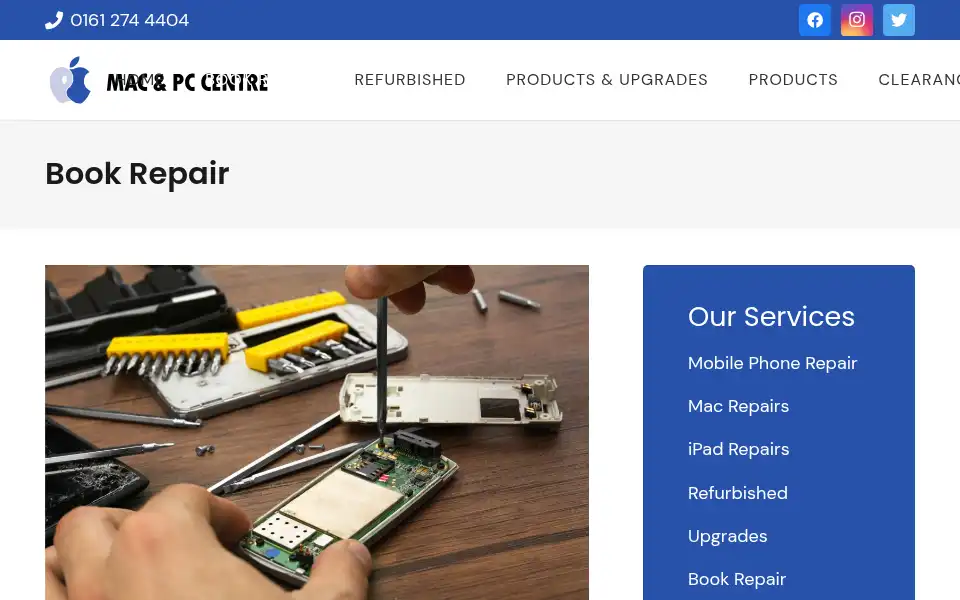 Screenshot of maccentre.com