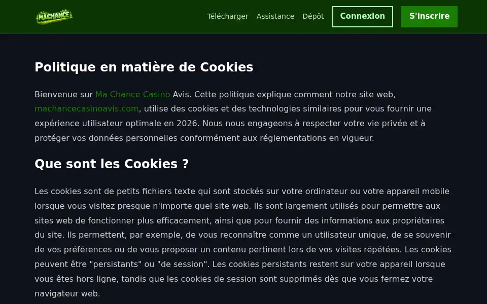 Screenshot of machancecasinoavis.com