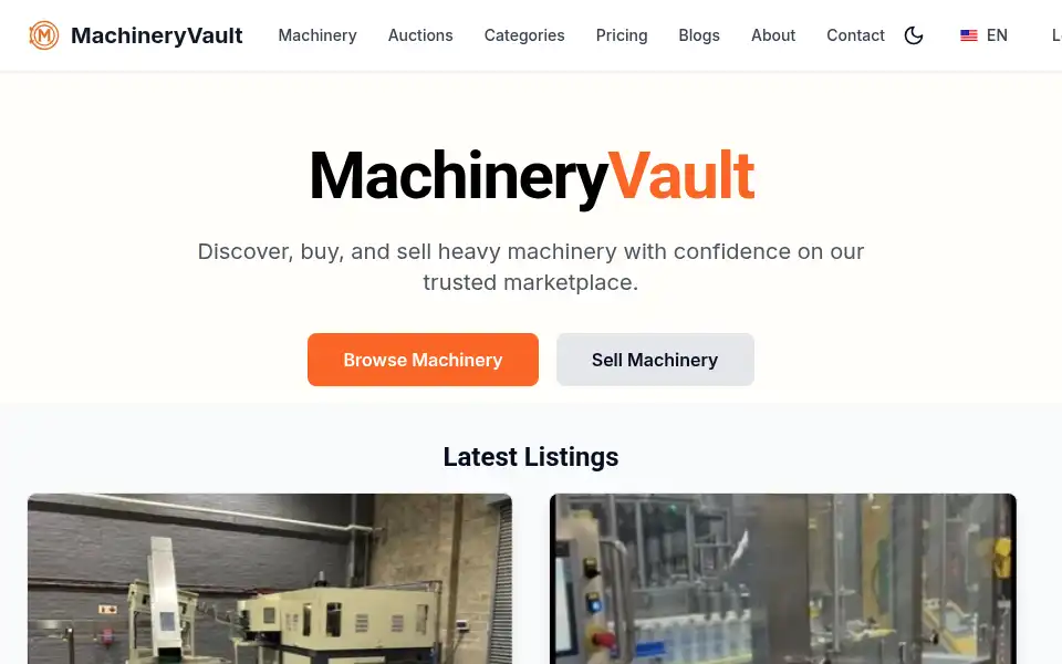 Screenshot of machineryvault.com