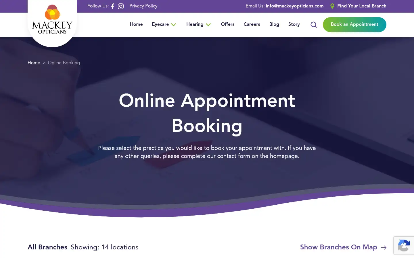 Screenshot of mackeyopticians.com