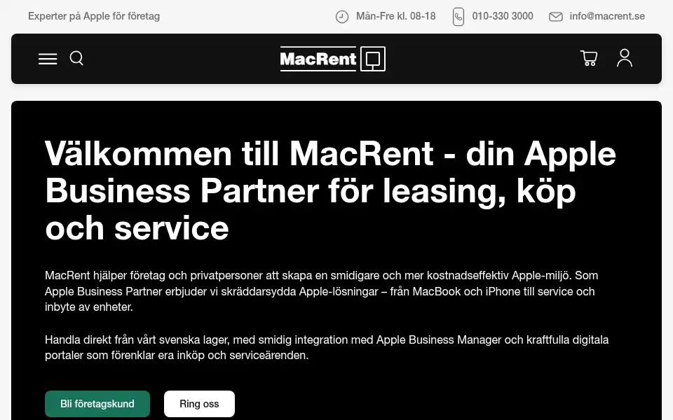 Screenshot of macrent.se