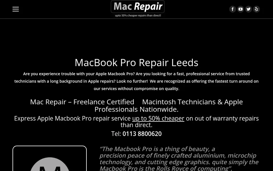 Screenshot of macrepairleeds.co.uk