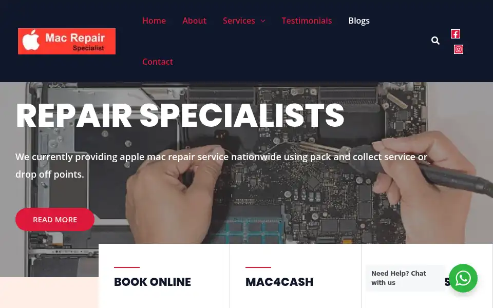 Screenshot of macrepairspecialist.co.uk