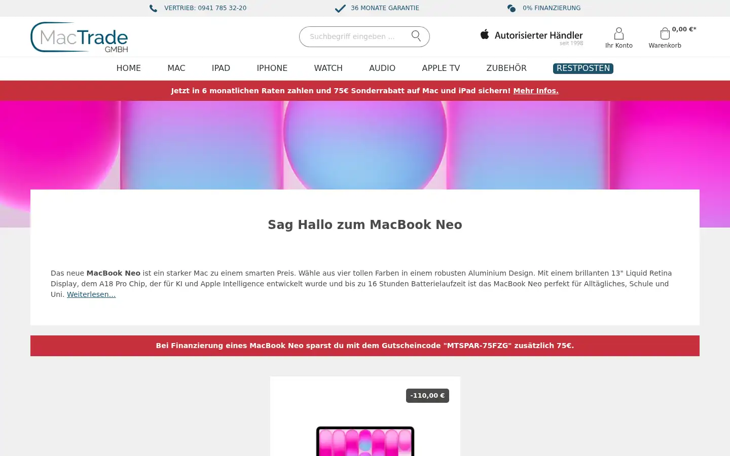 Screenshot of mactrade.de