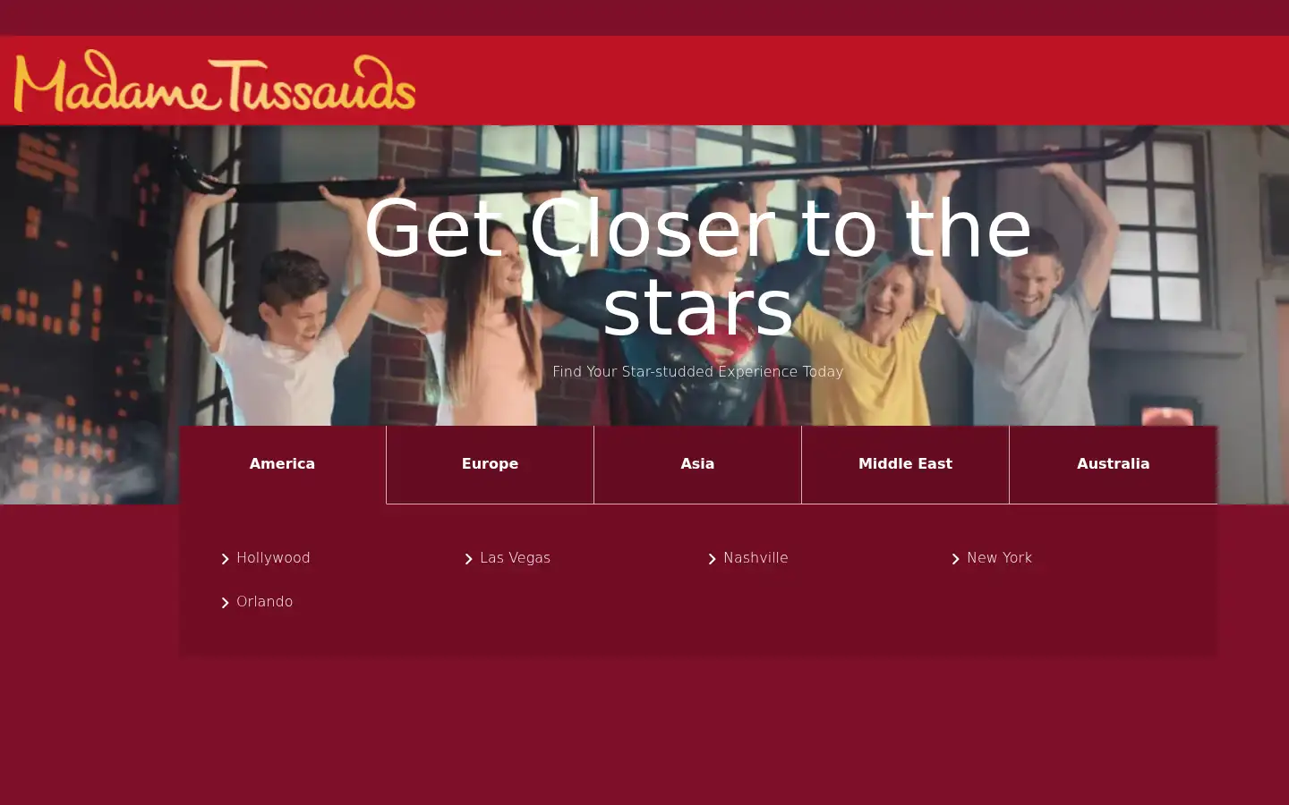 Screenshot of madametussauds.com