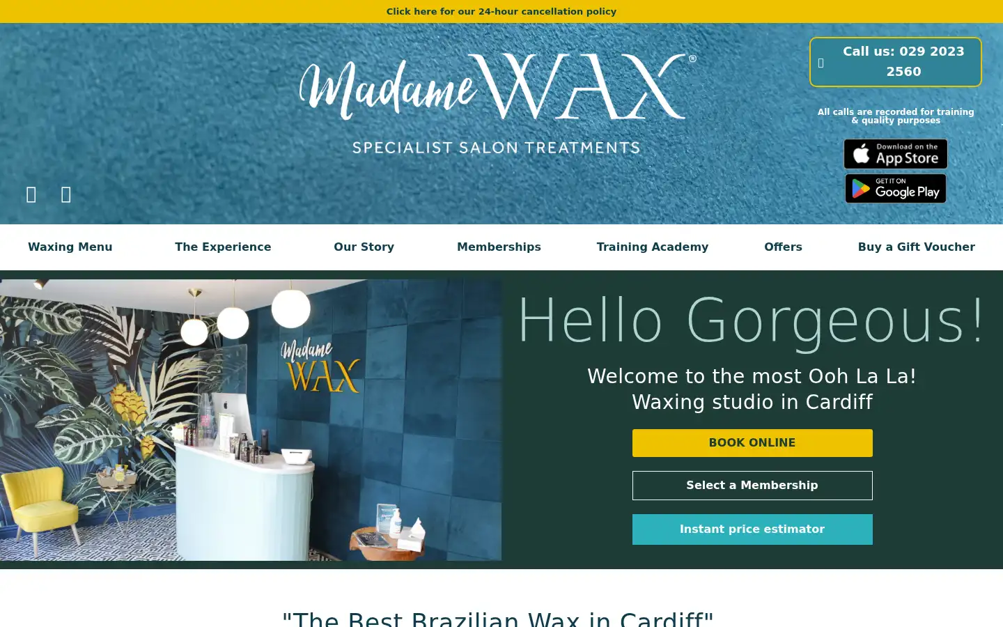 Screenshot of madamewax.com