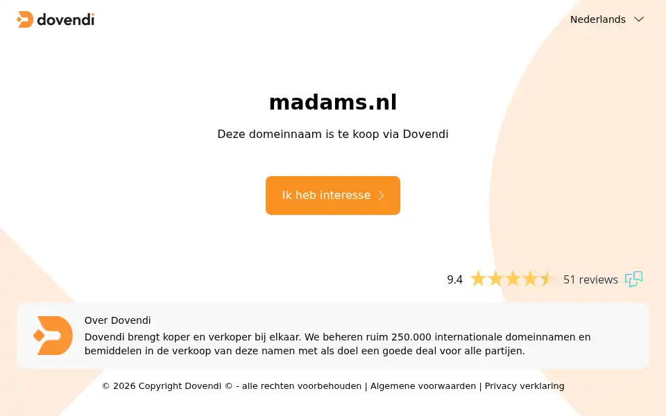 Screenshot of madams.nl