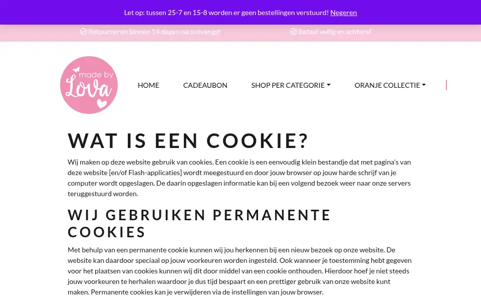 Screenshot of madebylova.nl