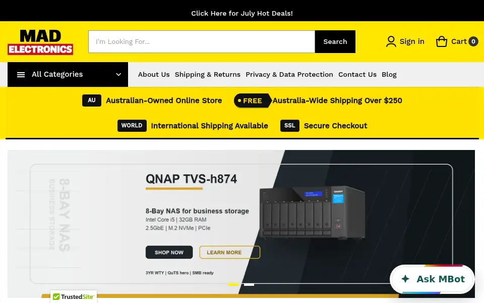 Screenshot of madelectronics.com.au